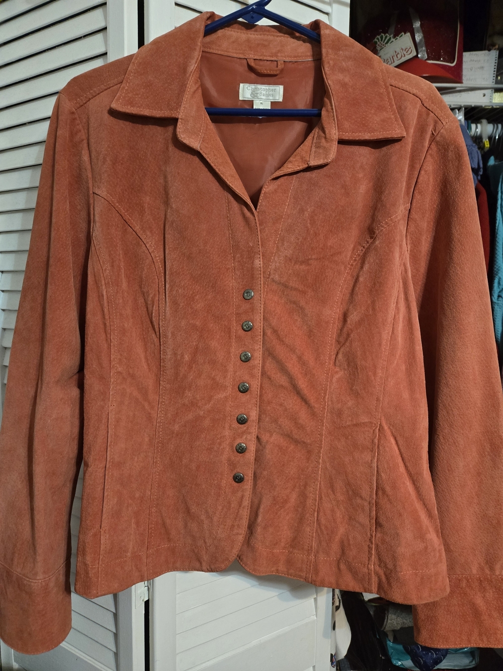 Christopher & Banks Rust Suede Button-Front Jacket